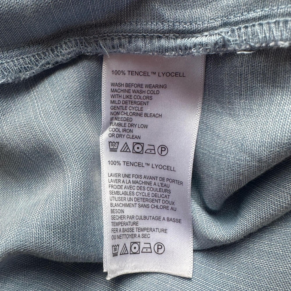 Tommy Bahama Chambray Ruffle Shift Dress, Light Blue, Medium - Picture 7 of 9